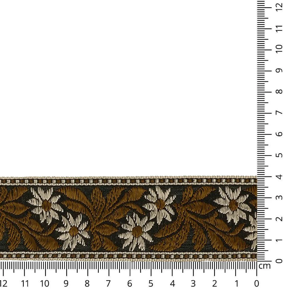 Bloemen Band Zwart-Groen 40mm