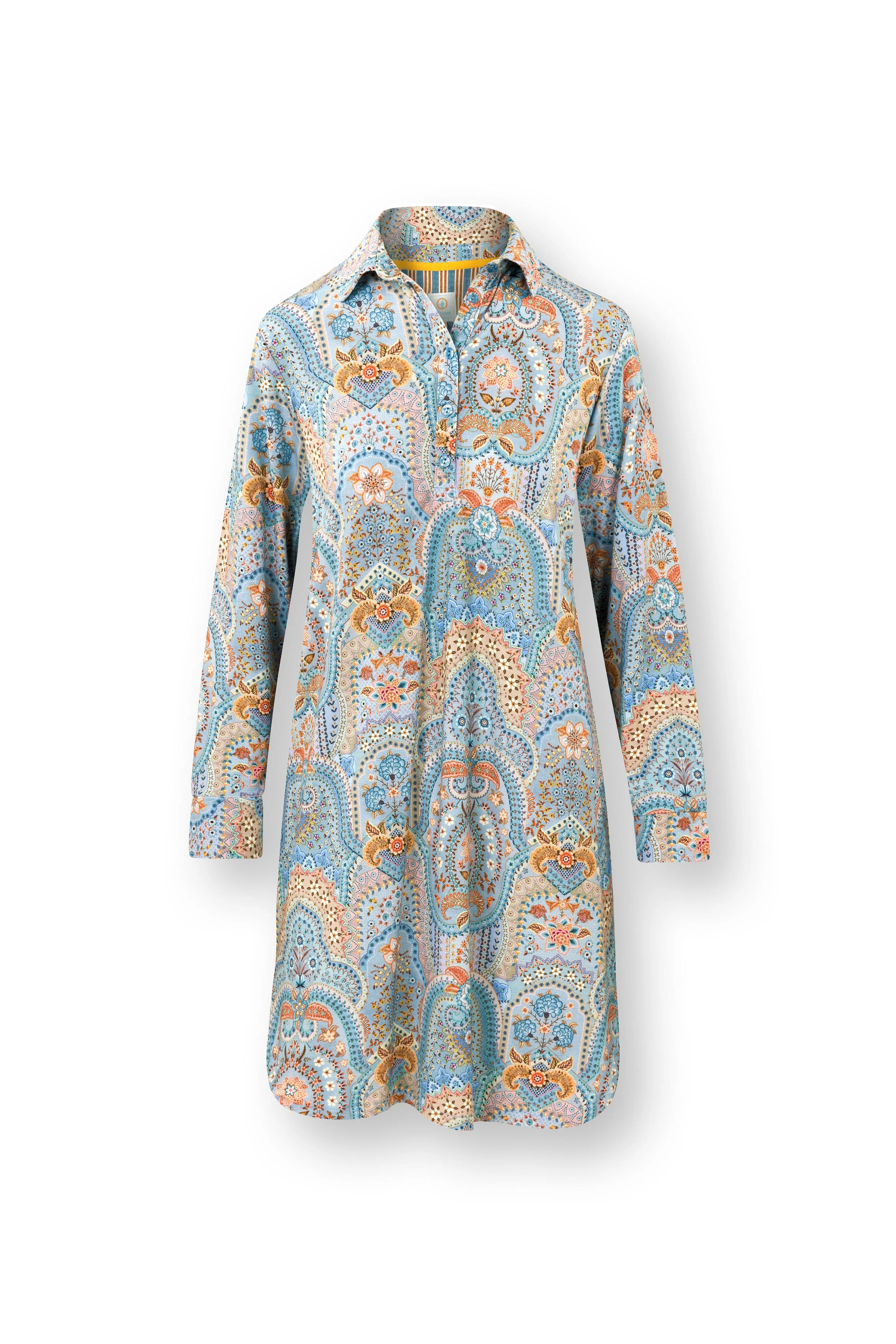 Pip Studio – Daaltje Nachthemd Lange Mouw Dames – Jabali – Blauw – L
