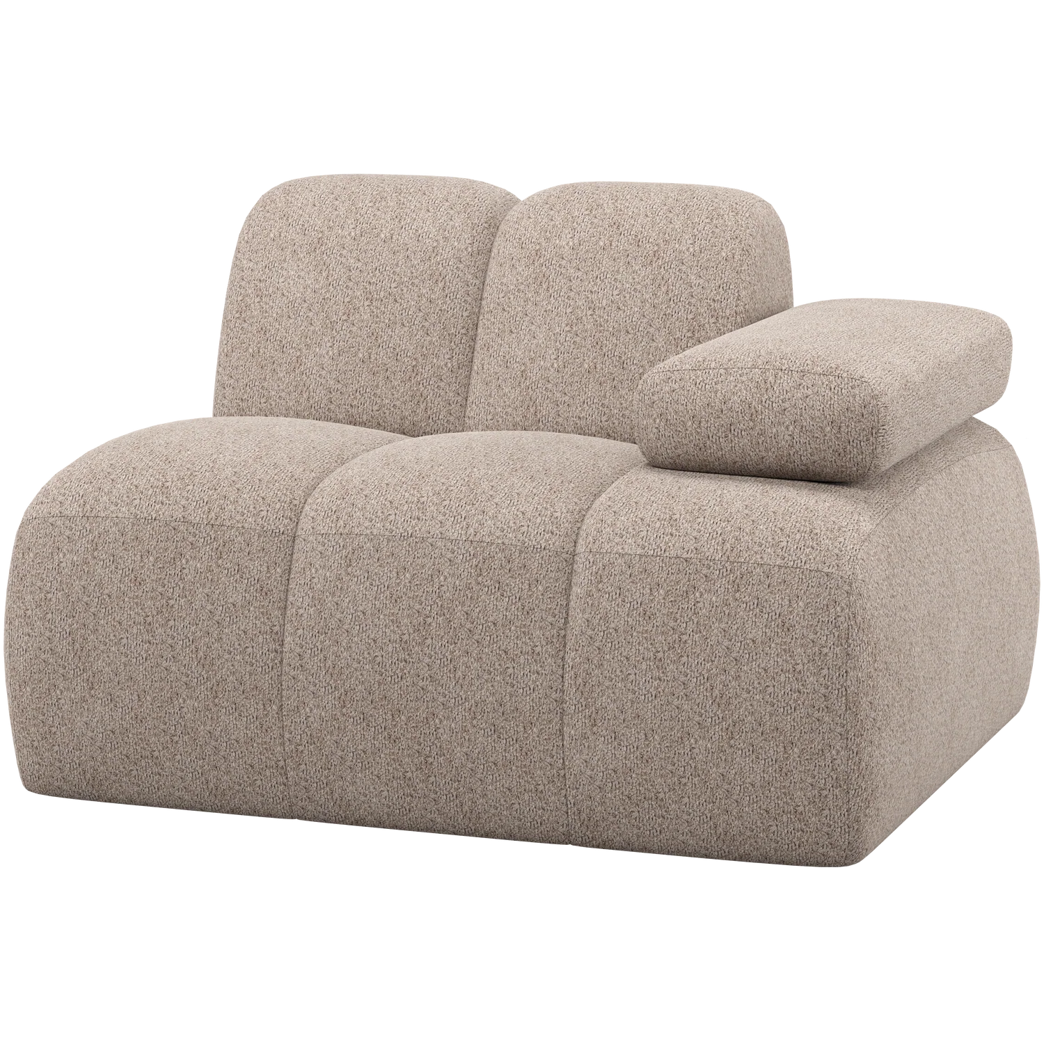 WOOOD 1-zits element bank arm rechts Mojo – Wollig – Donkerzand – 74×1