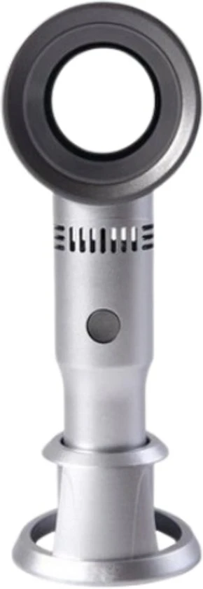 TDR-Mini bladloze Ventilator- 3 Snelheden-USB Ventilator Oplaadbaar – Draagbare  – Met Tafel Standaard-zilvergrijs