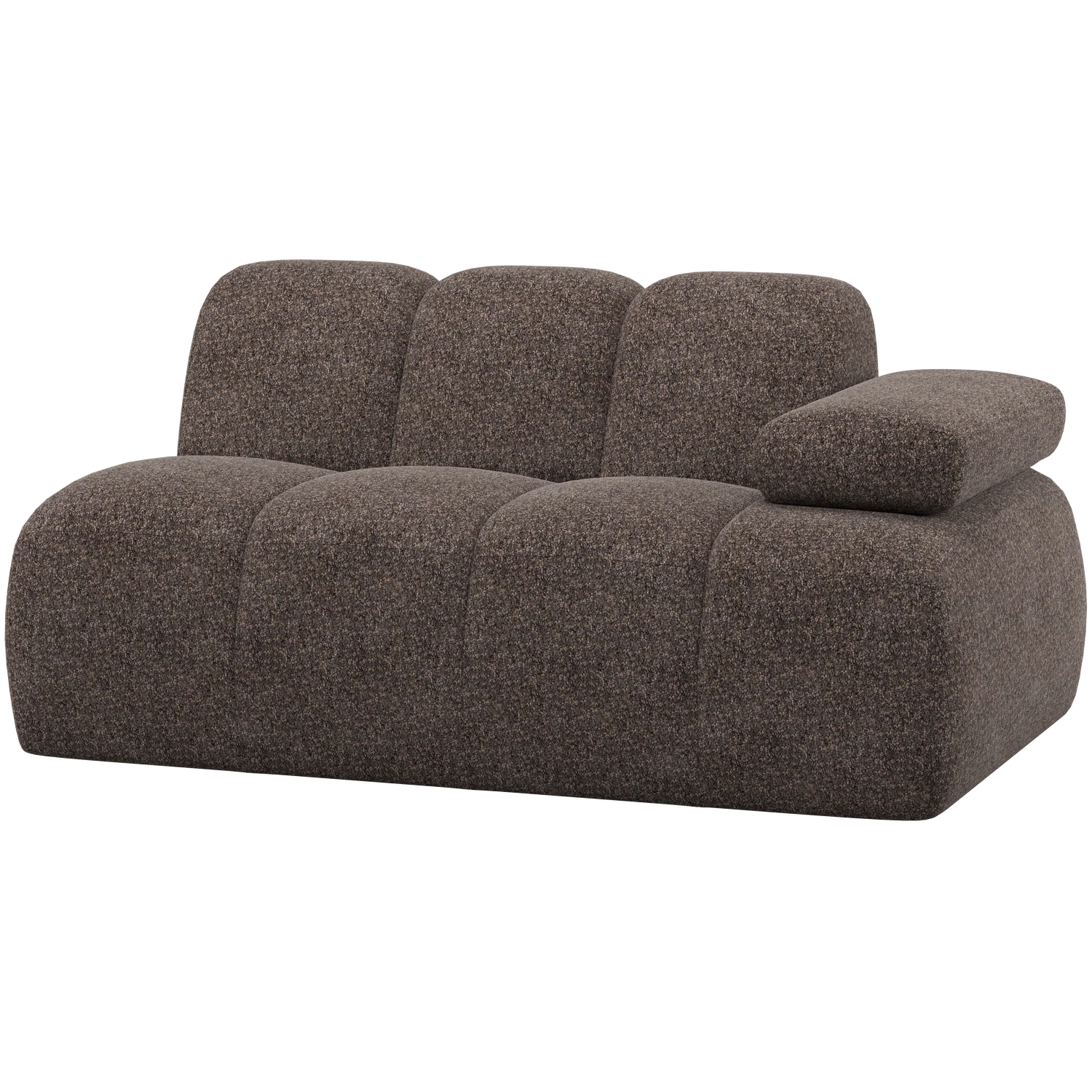 WOOOD 1,5-zits element bank arm rechts Mojo – Wollig – Bruin – 74x164x