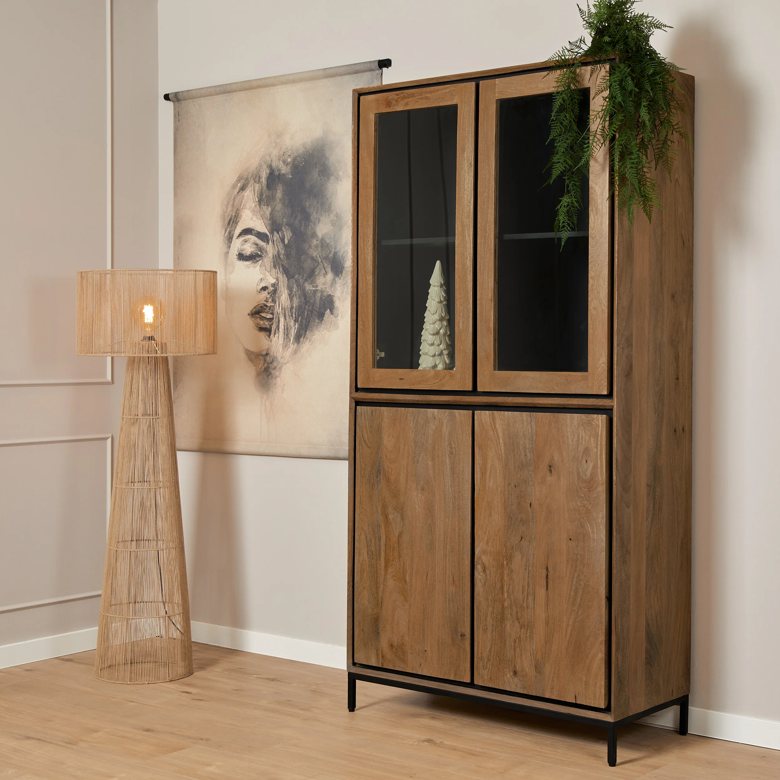 Starfurn vitrinekast RichWood – bruin – 45x100x200cm