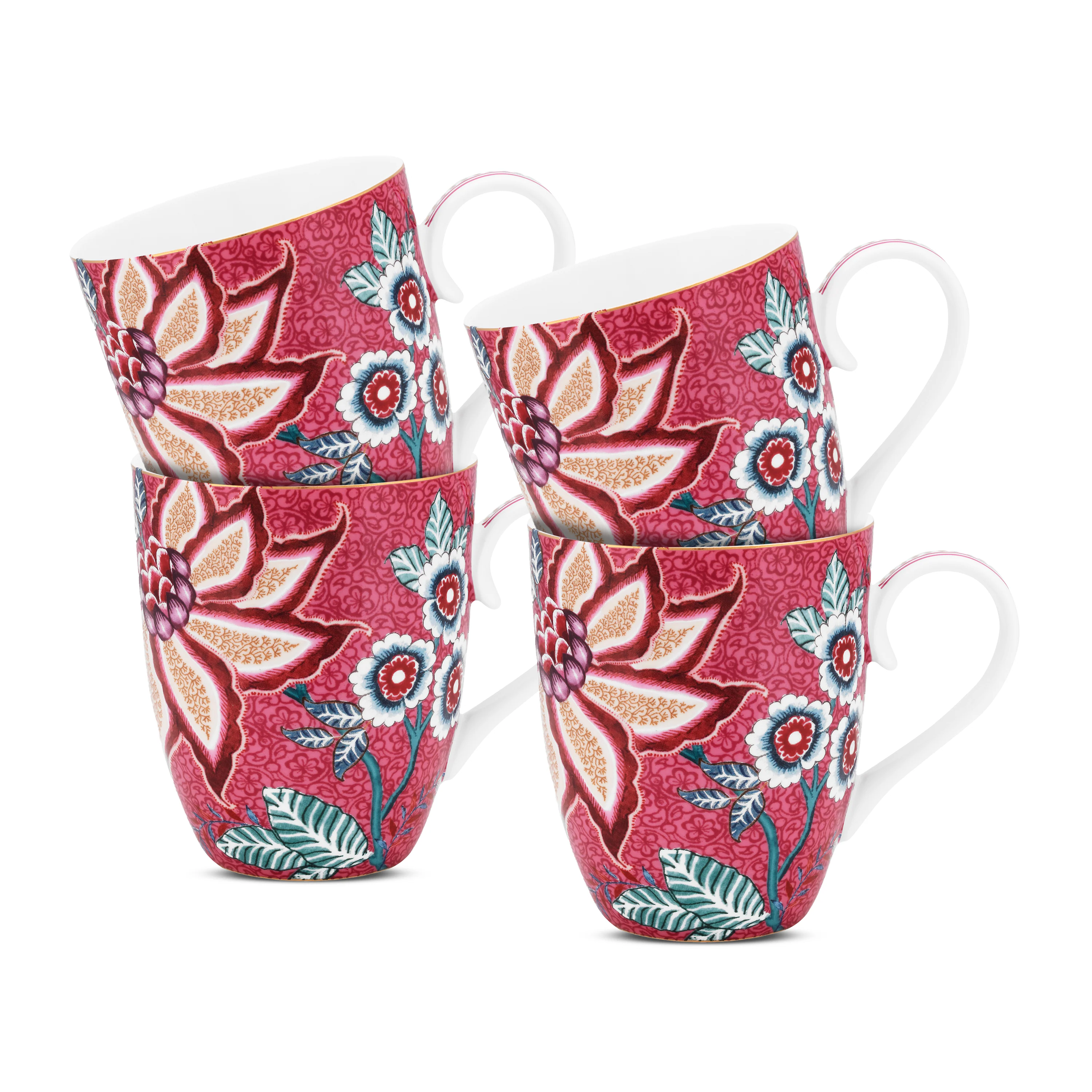 Pip Studio Flower Festival Mokken – Servies – Set van 4 Kopjes – Donke