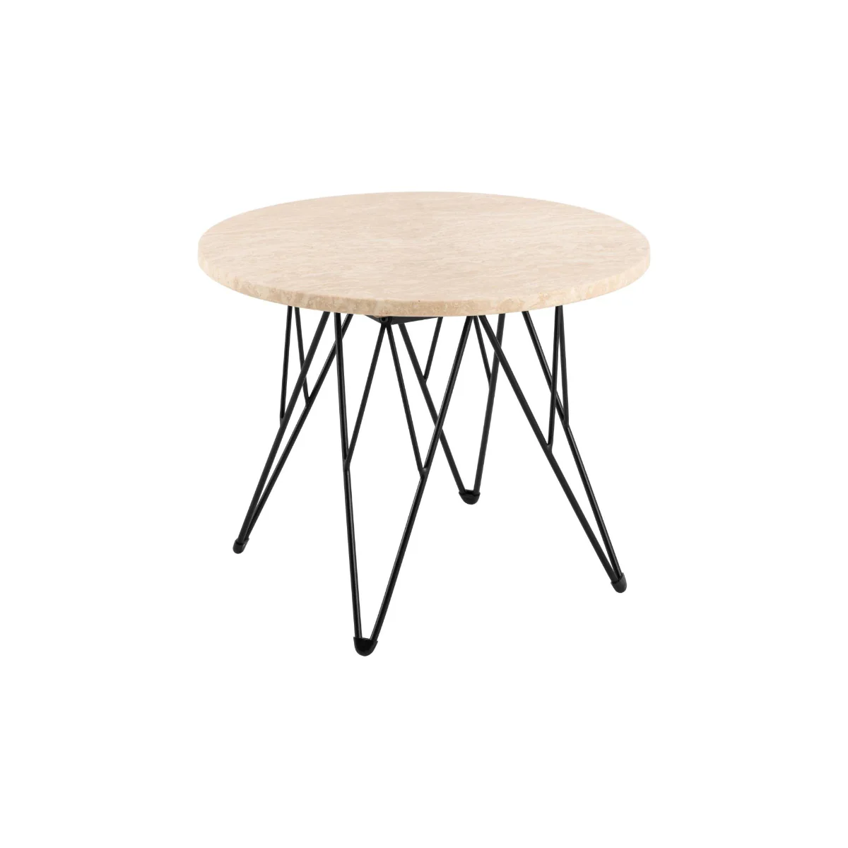 Rebellenclub Salontafel Broome – ø55 – Travertin Look Met Zwart Stalen