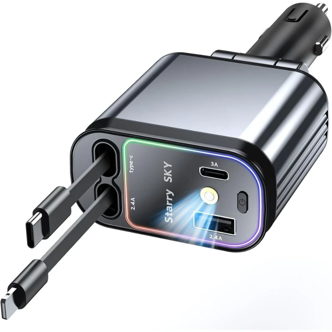 ChargeHub | Verstelbare 66W Autolader met Kabelbeheer & Starlight Glow