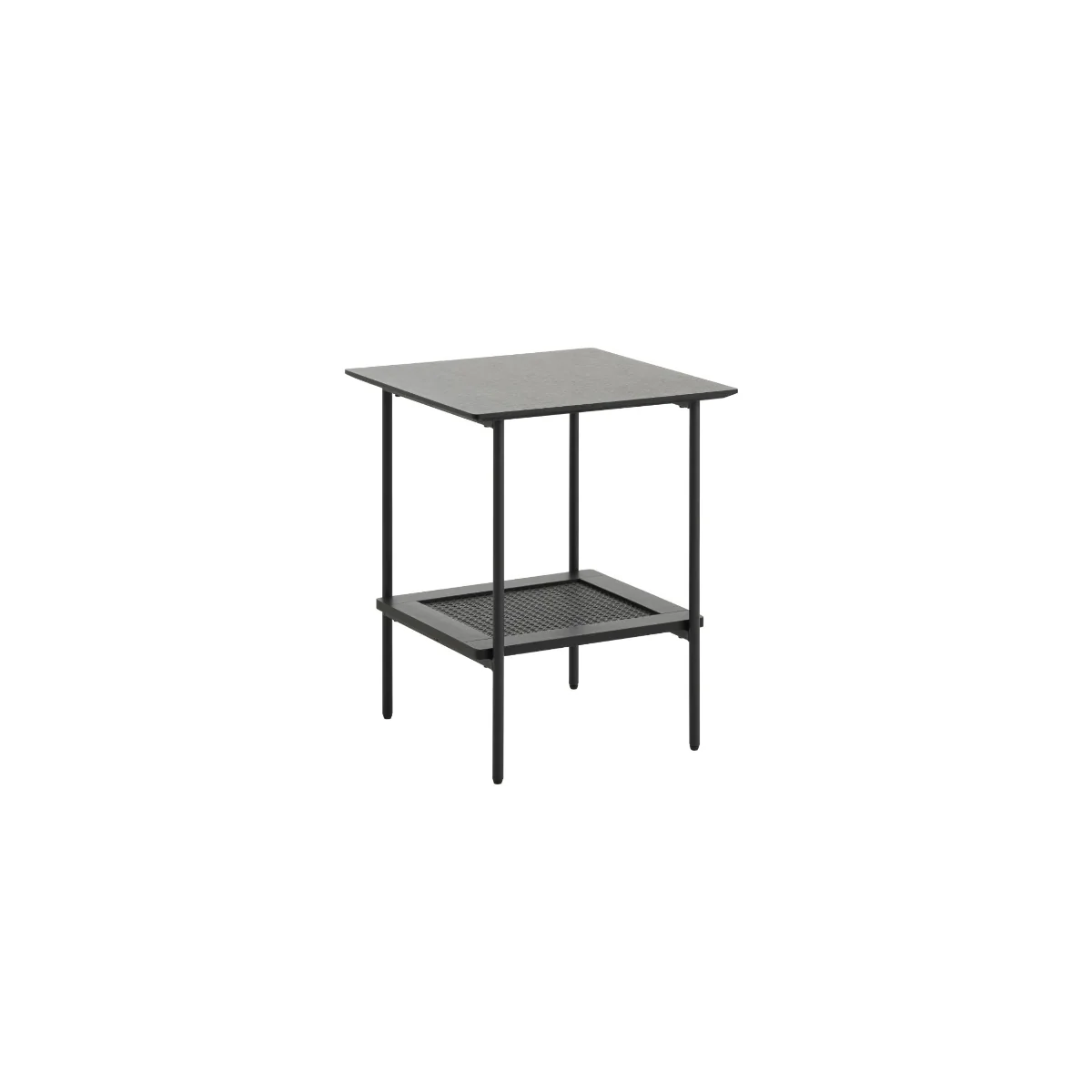 Rebellenclub Bijzettafel Berley – 45 x 45 cm – Zwart met Rattan