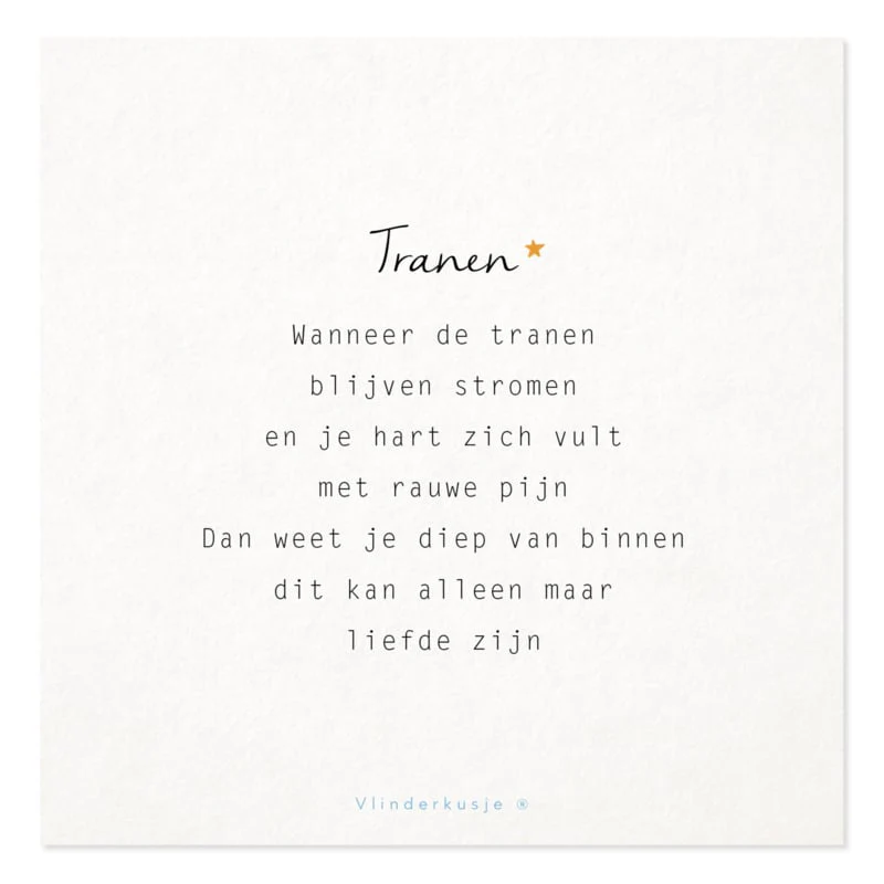 Vlinderkusje – Ansichtkaart – Tranen
