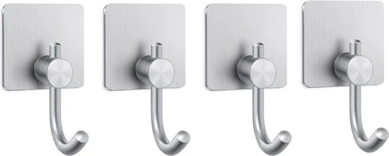 4 stuks Zelfklevende Handdoekhaakjes-Ophanghaken – Wandhaken–zilver