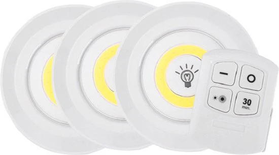 Xtraworks-3x LED inductie nachtlampje met 1x afstandsbediening- Kastverlichting – Dimbaar – Met Timer – warm licht