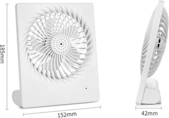 Stijlvolle en handige oplaadbare miniventilator – 3 instelbare snelheden-USB opladerbaar-wit -152x42x185mm