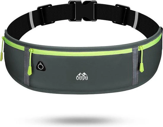 Heuptasje sport – running belt – verstelbare buideltas van 60 tot 120 cm – waterafstotend – grijs