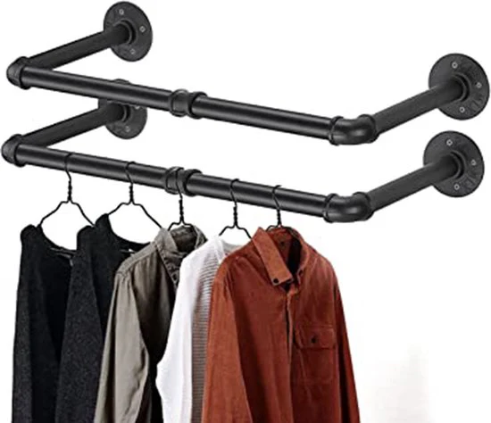 Industriële Buis Kledingrekken – Metalen Kledingrekken -Draagvermogen tot 30 kg – Robuust & Stijlvol voor Thuis en Winkel-78x24x81.5 cm-zwart
