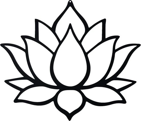Metalen Lotus wandbord-woonkamer wanddecoratie-Elegant en stijlvol 28*24cm-zwart