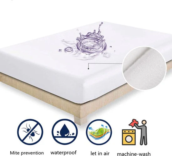 Matrashoes – Ademend & Antibacterieel – Waterdicht – Bescherm uw matras tegen vloeistoffen & allergieën – 90x200cm – Wit