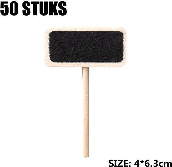 50 stuks Charmant Krijtbord met Paaltje voor Tuin en Horeca-zwart-4×2.2×6.3cm