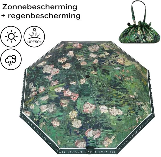 Opvouwbaar bloem paraplu – Zonbescherming Anti-Uv UPF50 + -Windproof- Stevig paraplu met diameter van 97 cm-hemelsblauw