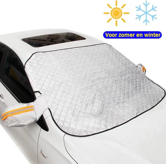Zomer Autohoes – Reflecterende Strip – Meerlaags Composietmateriaal – Water- en UV-bestendig – Dubbele Bevestiging – 144x115CM Zilver