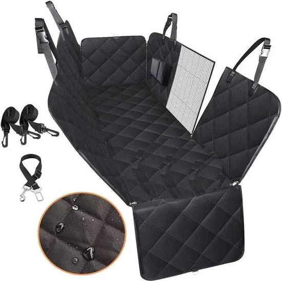 TDR – Hondendeken Auto Achterbank en Kofferbak – Beschermhoes – Hondenkleed – Honden Deken Auto Achterbank – 137×147 cm – Zwart