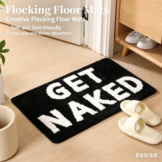 Extra groot “GET NAKED” Badmat met Antislip- Zachte Pluche Comfort – Duurzaam en Absorberend 50*80CM