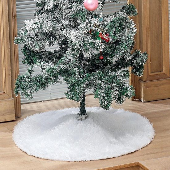 TDR – Duurzame Pailletten Geborduurde Kerstboom Rok – 122cm, Wit – Een Feestelijke Toevoeging aan Je Kerstdecoratie