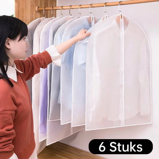 6 Stuks transparante stofhoezen voor kleding met Rits – Kledinghoezen-Kledingzakken-Middelgroot 60*100CM