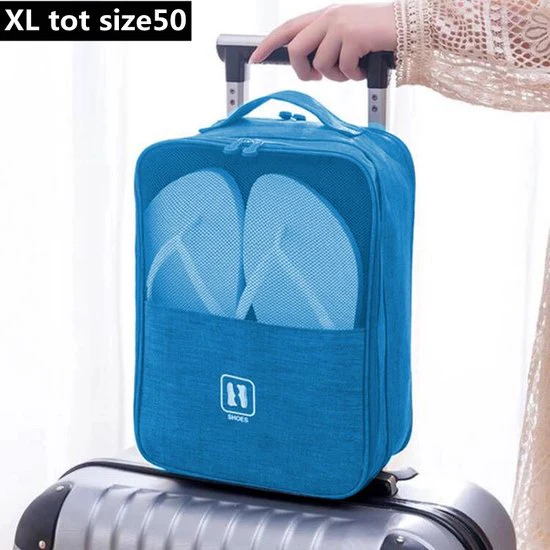 Extra groot schoenen opbergtas – multifunctionele – draagbare opslag – schoenentas -Geschikt tot schoenmaat 50-lichtblauw35 x 26 x 20cm