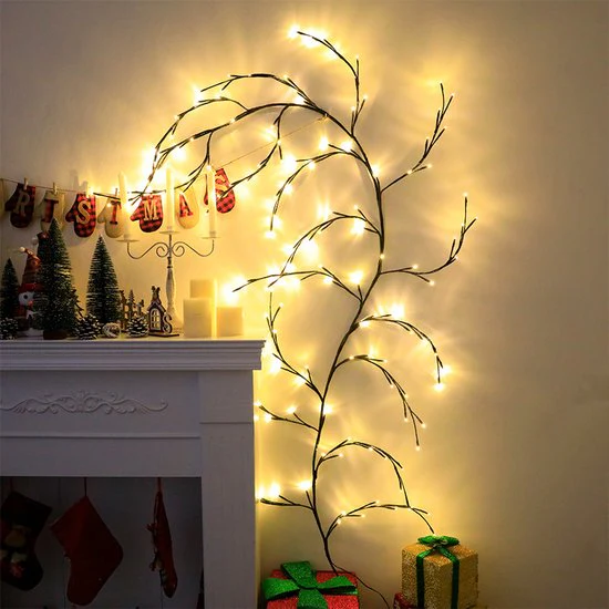 Prachtige LED Takkenrank Wandlamp -2meter lang 144 LED-lampen – Geschikt voor Binnen en Buiten – 8 Verlichtingsmodi – Flexibel en Decoratief-bruin