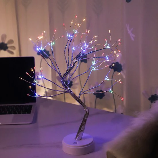 Kleurrijke Boompje LED-Verlichting- 108 Lampjes- USB of batterijen-Flexibele Takken – Perfect voor Feestelijke Sfeer en Kerstdecoratie
