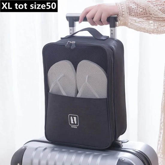 Extra groot schoenen opbergtas – multifunctionele – draagbare opslag – schoenentas-Geschikt tot schoenmaat 50 -zwart35 x 26 x 20cm – Zwart
