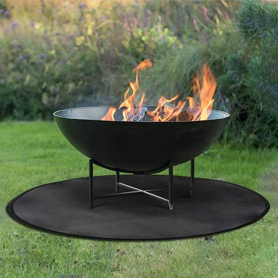TDR – Tuin vloermat – Ideale mat voor onder de barbecue – Beschermt je terrastegels of gazon tegen hete kolen en vetvlekken – Rond 36 inch – Zwart