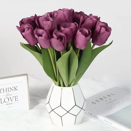 10 stuks Prachtige kunst tulp-Realistische Uitstraling – Duurzaam en Onderhoudsvriendelijk-paars