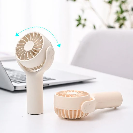 Draagbare Handventilator met grote capaciteit en Krachtige Windkracht-USB Oplaadbaar- Perfect voor Onderweg – 3 Snelheidsniveaus -wit-75 x40 x 140 mm