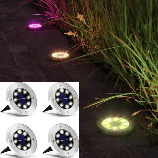 Buiten verlichting – 4 spots – LED tuinlicht – Met lichtsensor – RGB Kleuren verlichting