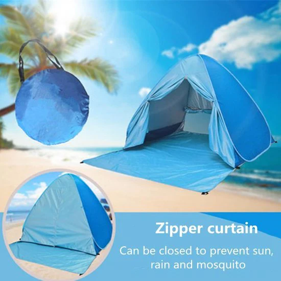 TDR-Strandtent- pop-up strandtent-draagbare tent-Anti-UV 50+ –  blauw met draagtas