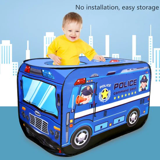 TDR-Kinder auto tent -speelhuistent- opvouwbare tent – Politiewagen 112*70*75CM