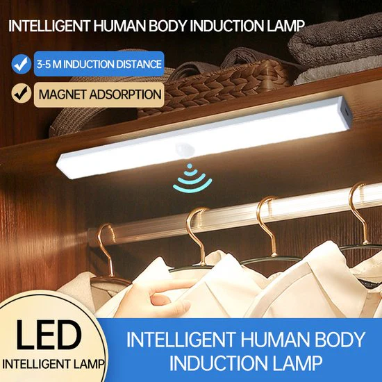 Xtraworks – LED Kastverlichting met bewegingssensor- Keukenverlichting onderbouw zilver (wit licht)-USB oplaadbaar- 30CM
