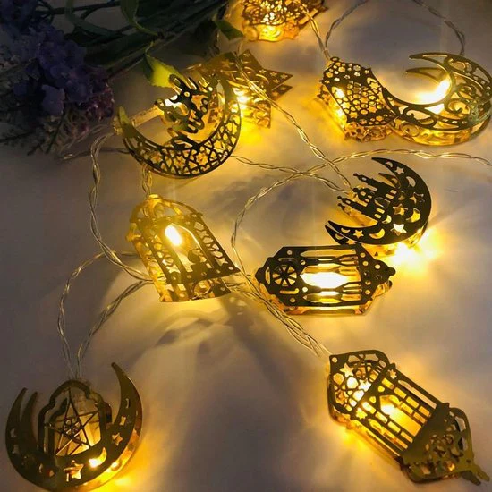 Eid Mubarak- islamitische thema decoratieve LED-verlichting Ramadan combinatie – 10 lampjes – werkt op batterij – 1.65m