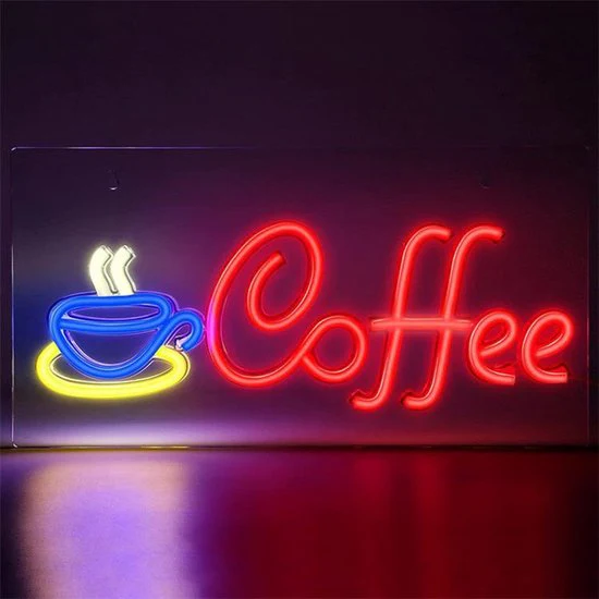 Opvallende “Coffee” Neon LED Lamp-Neon Wandlamp -Perfecte Decoratie voor Koffieliefhebbers(Incl. Adapter & Ophanghaakjes)-42x22cm