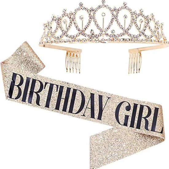 TDR – Verjaardag Sjerp en Tiara – Met text “Birthday  Girl ”  goud