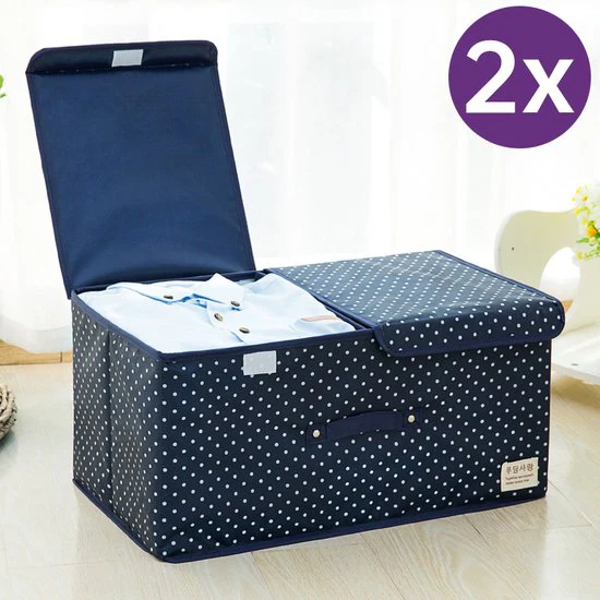 TDR-2 Stuks Opbergdoos voor kleding – 50x30x25cm – Marineblauw ( 2 Stuks )