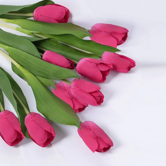 10stuks Prachtige kunst tulp-Realistische Uitstraling – Duurzaam en Onderhoudsvriendelijk- rozerood