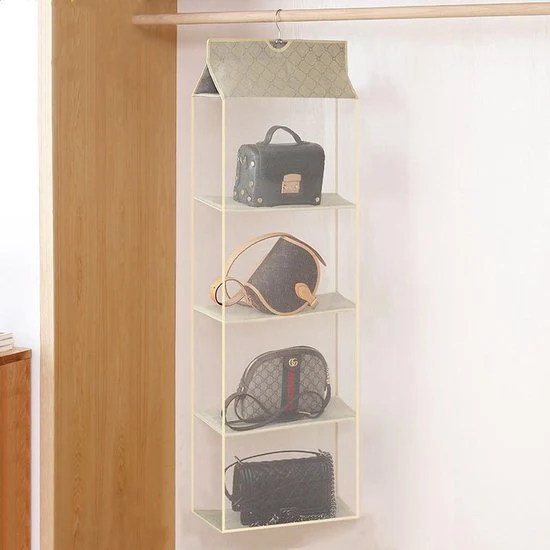 TDR – Hangende Garderobe Organizer – Opbergruimte – 4 Lagen  – beige
