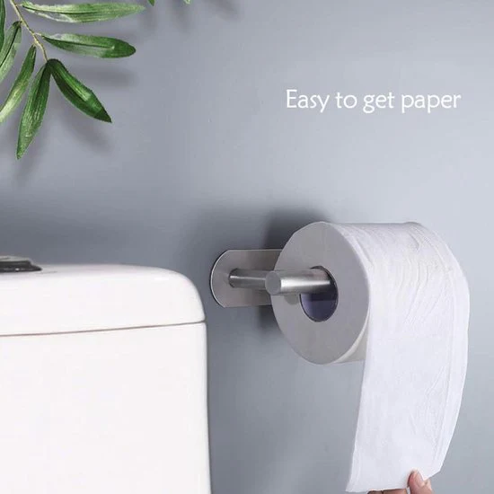 TDR – Toiletrolhouder – RVS – zelfklevend  Geen boren vereist – Zilver