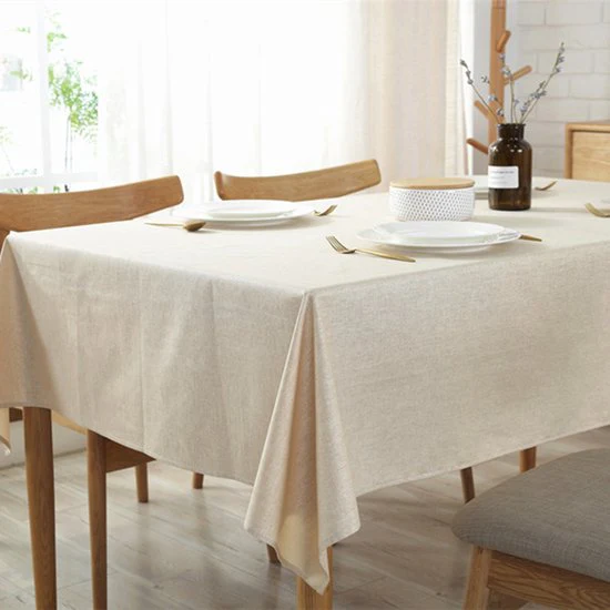 TDR-Waterdicht linnen effen kleur tafelkleed – Beige 135 * 220 CM