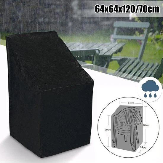 TDR – Waterdichte Stoelhoes – Tuinstoel hoes – Voor buiten  in de tuin, balkon of terras –  Regen- En Sneeuwbeschermingshoes – 64 x 64 x 120/70 CM – Zwart