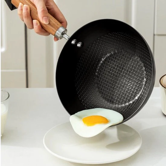 Wokpan – Ø 30 cm – Marmeren Coating – Geschikt voor Inductie, Gas, Elektrisch en Keramisch – Beige Creme – PFAS Vrij