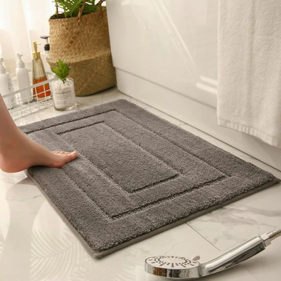 Absorberende Badmat Deurmat – Verdikt & Antislip – Grijs 40x60cm | Luxe Huishoudtapijt voor Badkamer & Hal