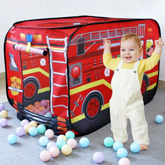 TDR-kinder auto tent -speelhuistent- opvouwbare tent – Brandweerwagen 112*70*75CM