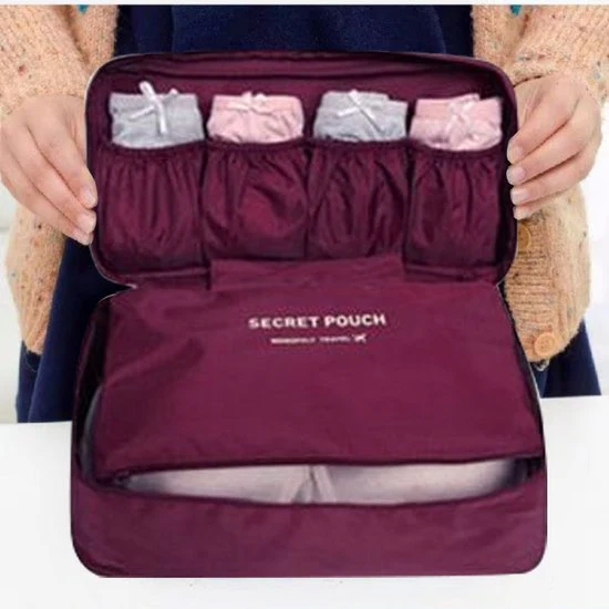 TDR-Multifunctionele lingerie/ondergoed tas – make-up tasje-toilettas- Bordeauxrood