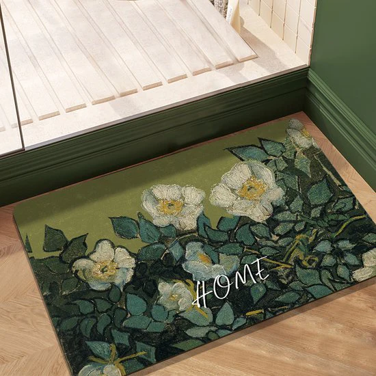 Kunstzinnige Antislip Badmat – Vincent van Gogh’s “Roses” – Luxe Siliconen Diatomeeënaarde Mat – 39,5×59 cm